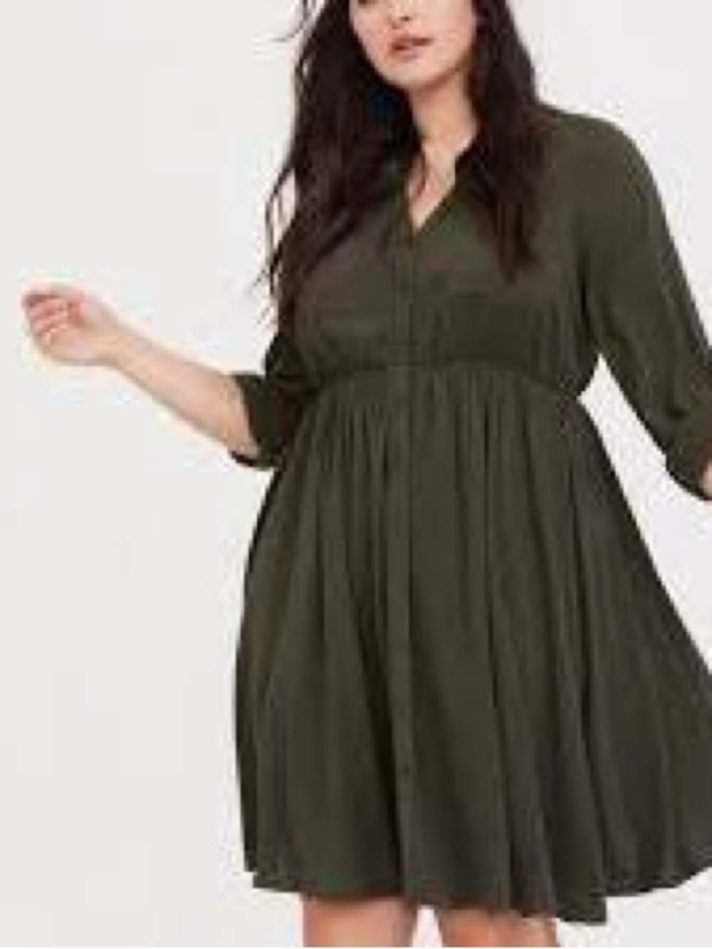 NWT Torrid Olive Green ls bttn frnt gze Shirt Dress size 4X